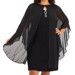 Holiday Sheath Overlay Cocktail Dress, Plus Size 22W